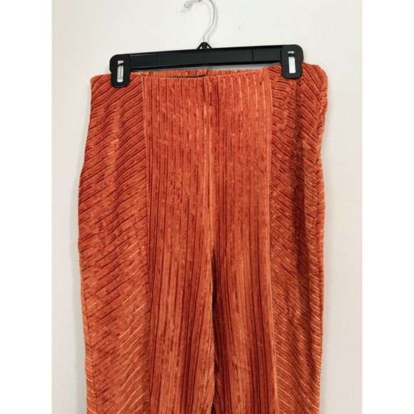 Free People Penny Pull-On Velvet Pants Size Small Orange High Rise Flare - Picture 3 of 10